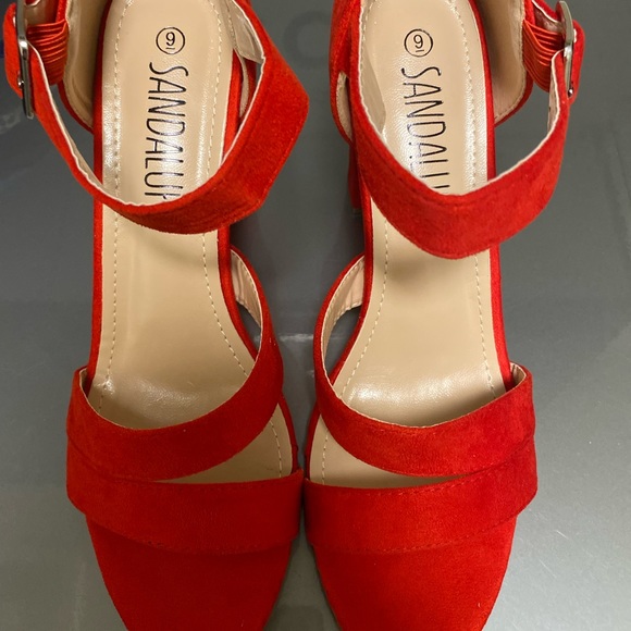 Brand New Sandal Up Heels shoes | Block Heel | Color: Red | Size: 9 - Picture 4 of 5